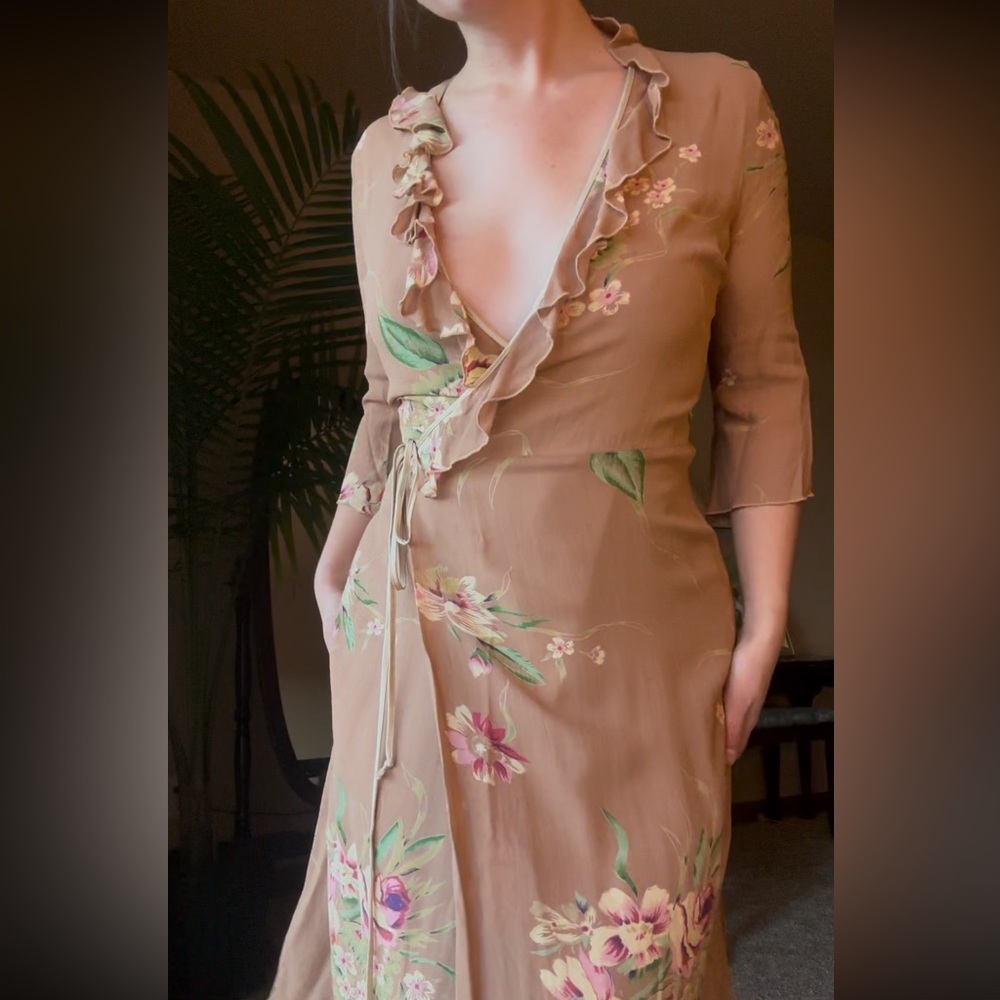 Floral Ruffle Wrap Dress - Picture 2 of 7